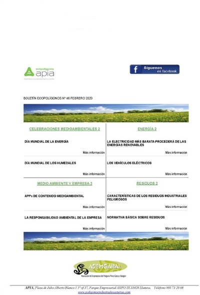 Boletín Ecopolígonos nº 46, febrero 2020