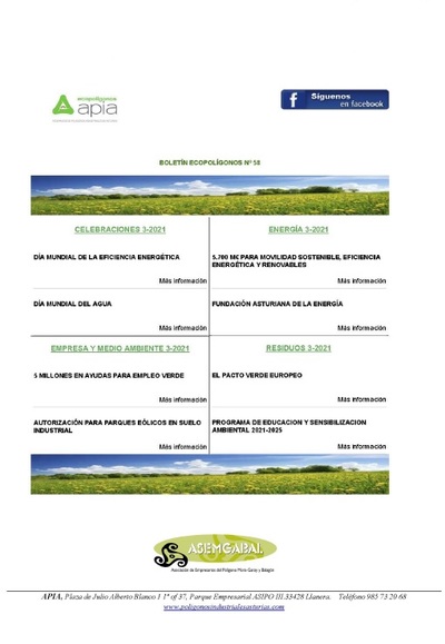 Boletín Ecopolígonos nº 58, marzo 2021