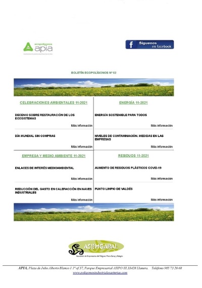 Boletín Ecopolígonos nº 62, noviembre 2021